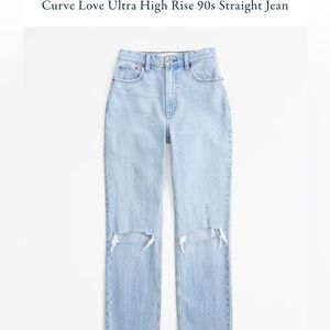 Abercrombie & Fitch Curve Love Ultra High Rise 90’s Straight Jeans 29 Extra Long